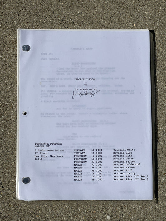 PEOPLE I KNOW MOVIE: Director (John Robin Baitz) Signed Script from The MIRAMAX Archive