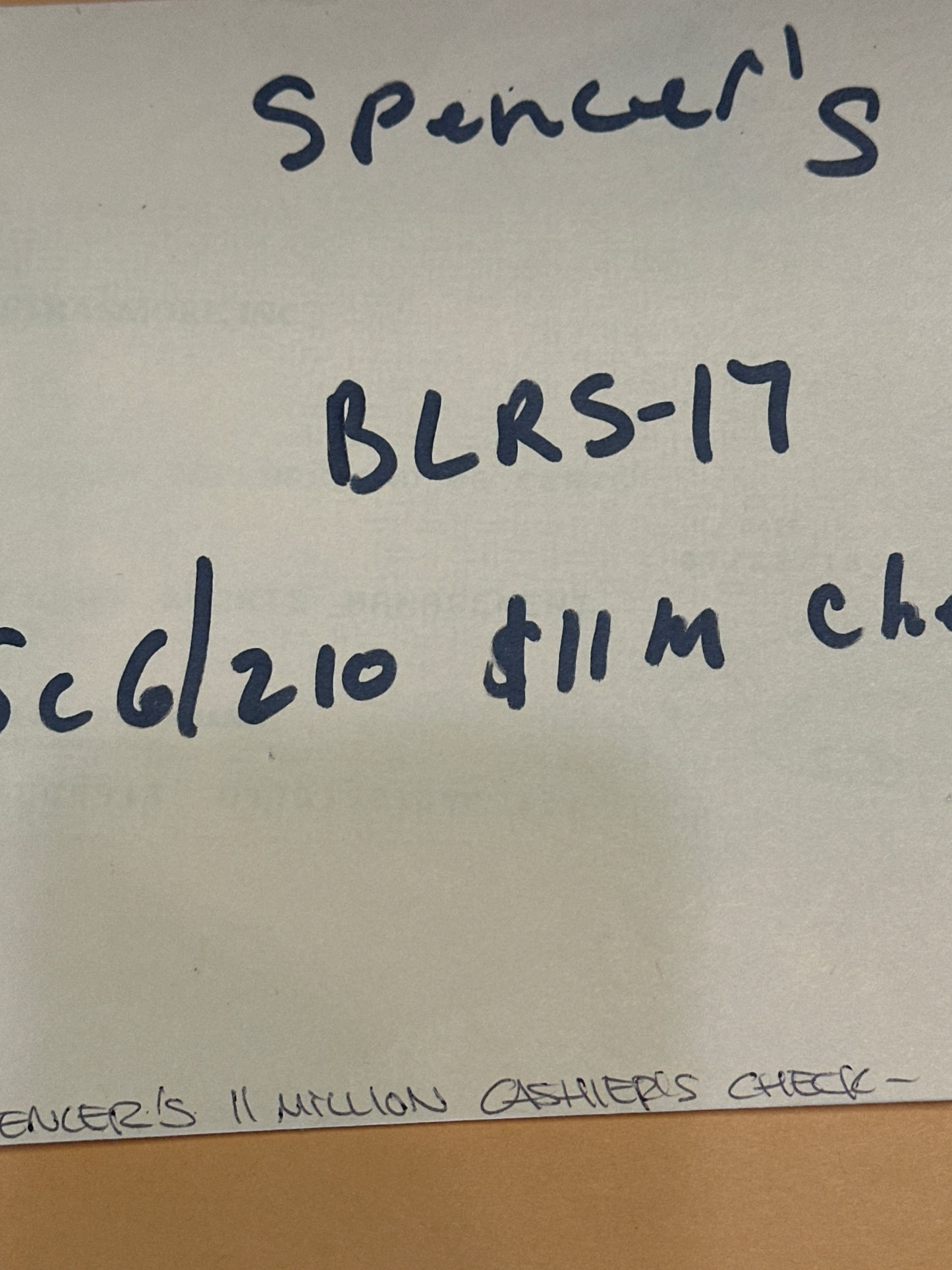 BALLERS: Spencer's HERO $11MM Cashiers Check Signed from Episode 210 Sc 6