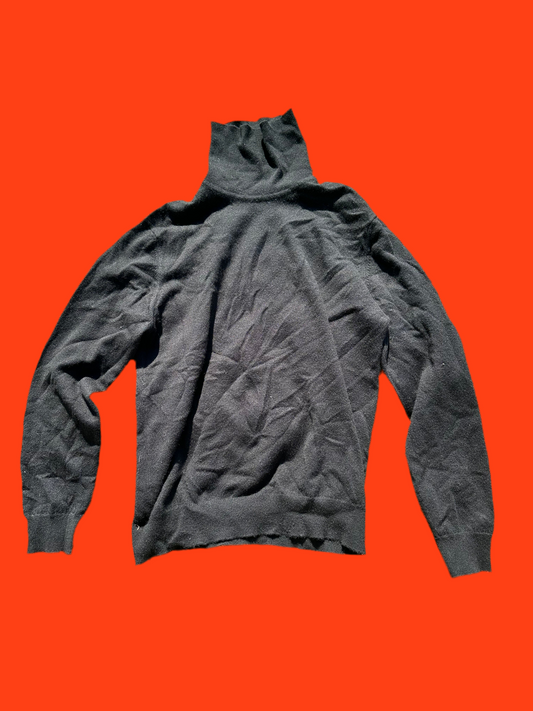 MAD MEN: Don’s 1960s 100% Cashmere made in Scotland Black Turtleneck Shirt (L)