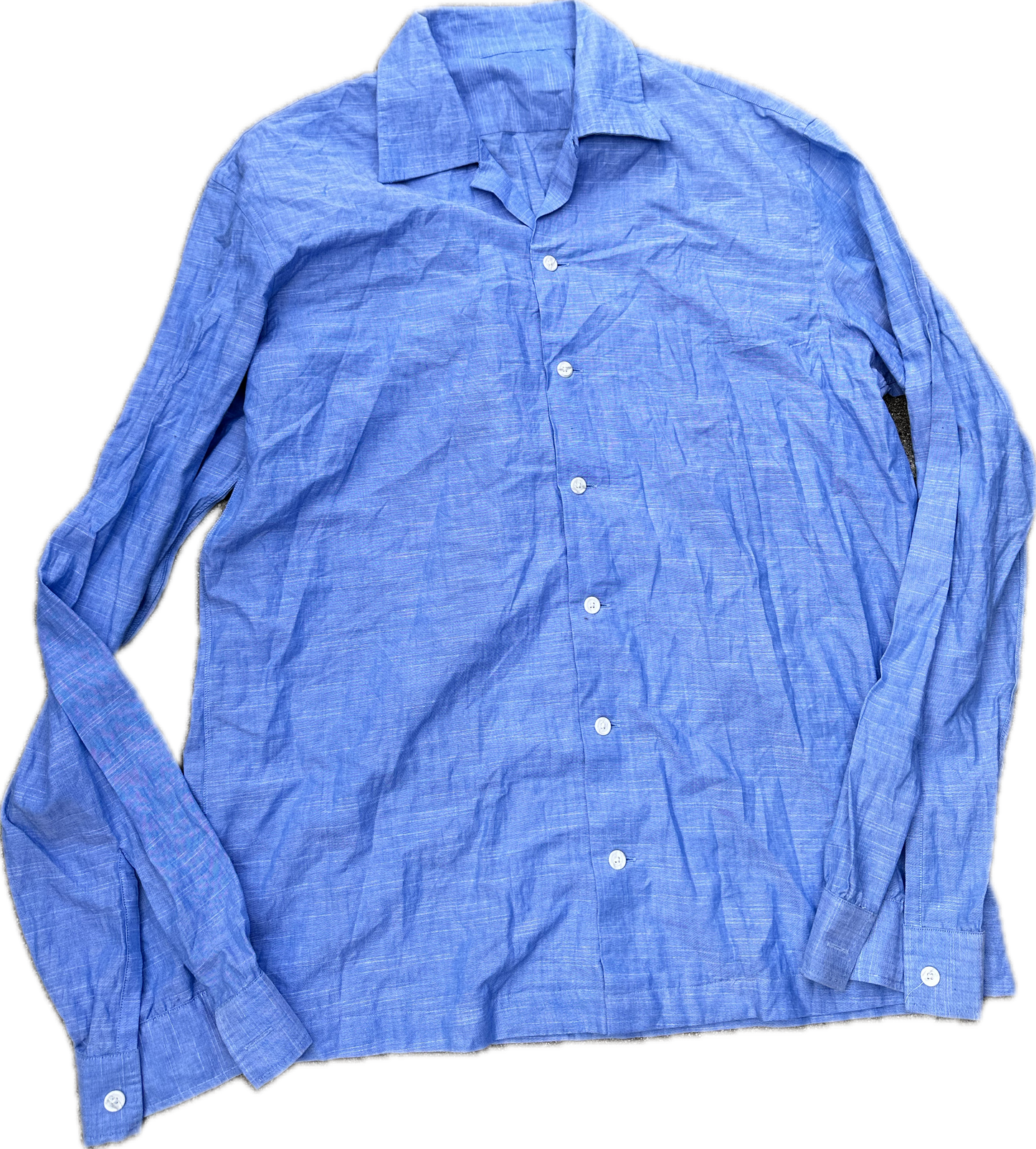 MAD MEN: Roger Sterling's Blue Linen Button Shirt (L)