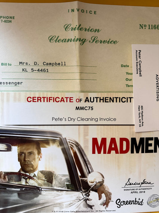 Mad Men: Pete's Cleaner’s Invoice
