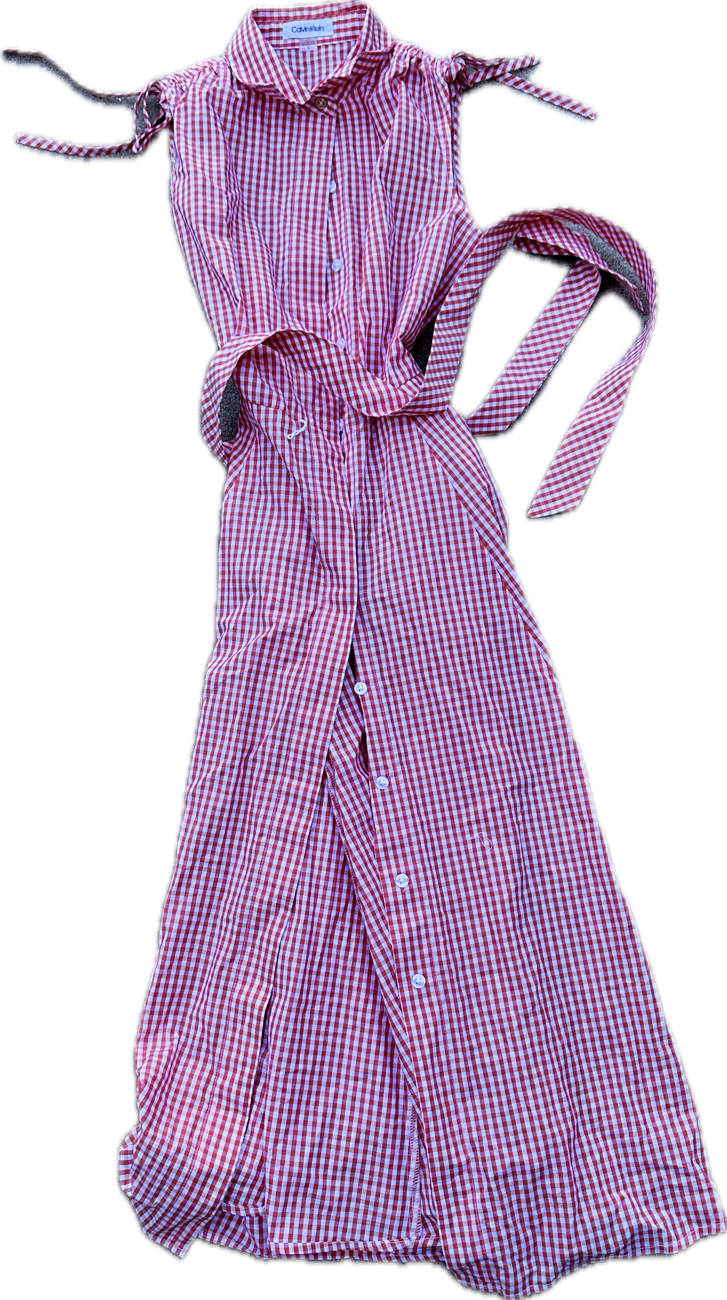 SILICON VALLEY: Monica's CALVIN KLEIN Orange and white plaid Dress (4)