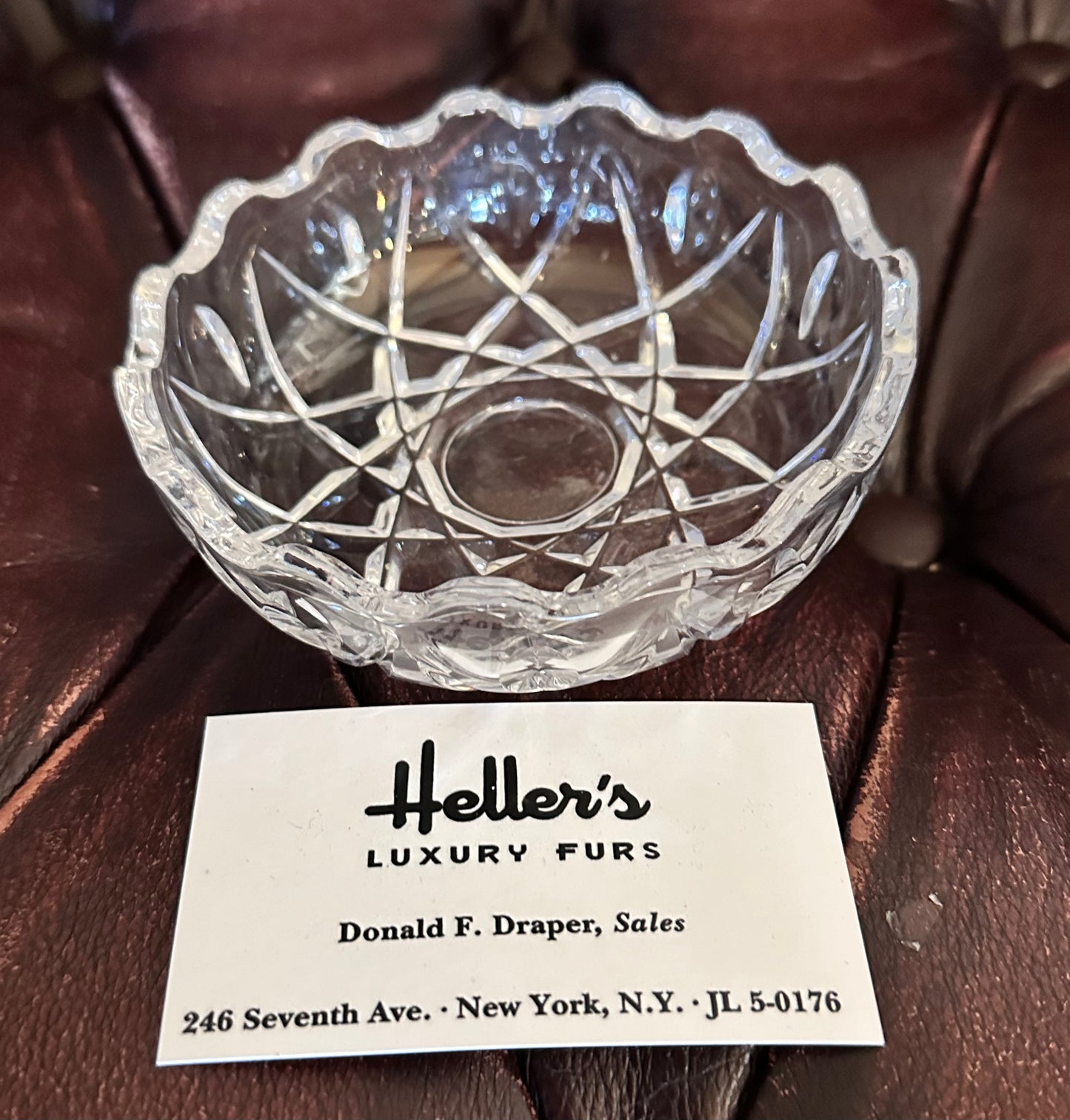 MAD MEN: Don Draper 1960s Round Italian Crystal Glass Ashtray from Ossing Home & Business Card