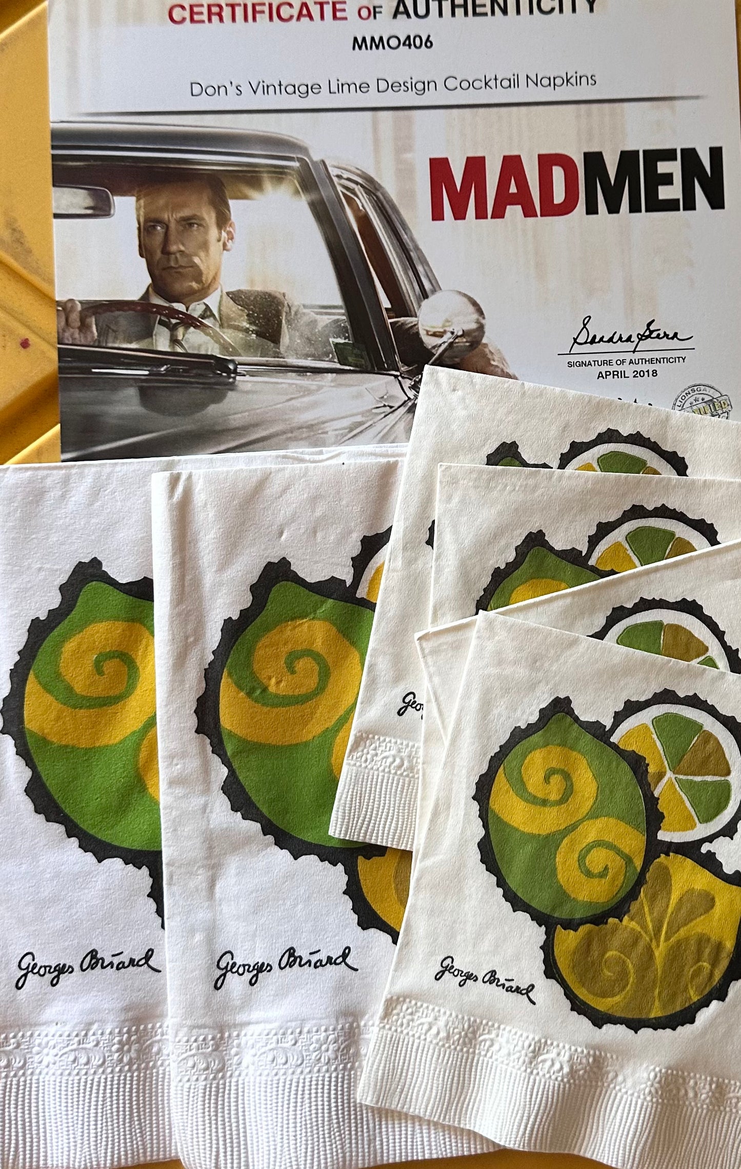 MAD MEN: Don Draper’s Vintage Lime Napkin Set (6)