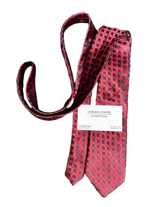 MAD MEN: Don Draper’s skinny Red Necktie and Business Card