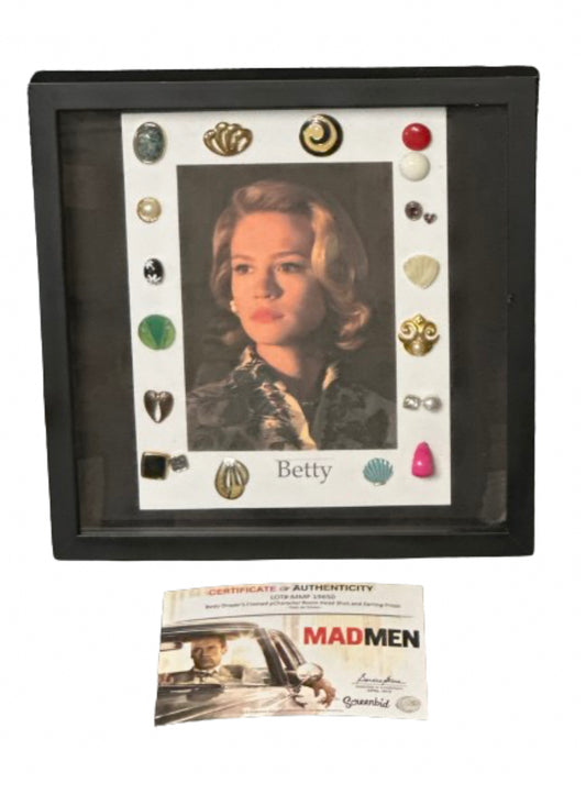 Mad Men: Betty Draper’s framed Writers Room Character Headshot & Jewelry Props Memorabilia