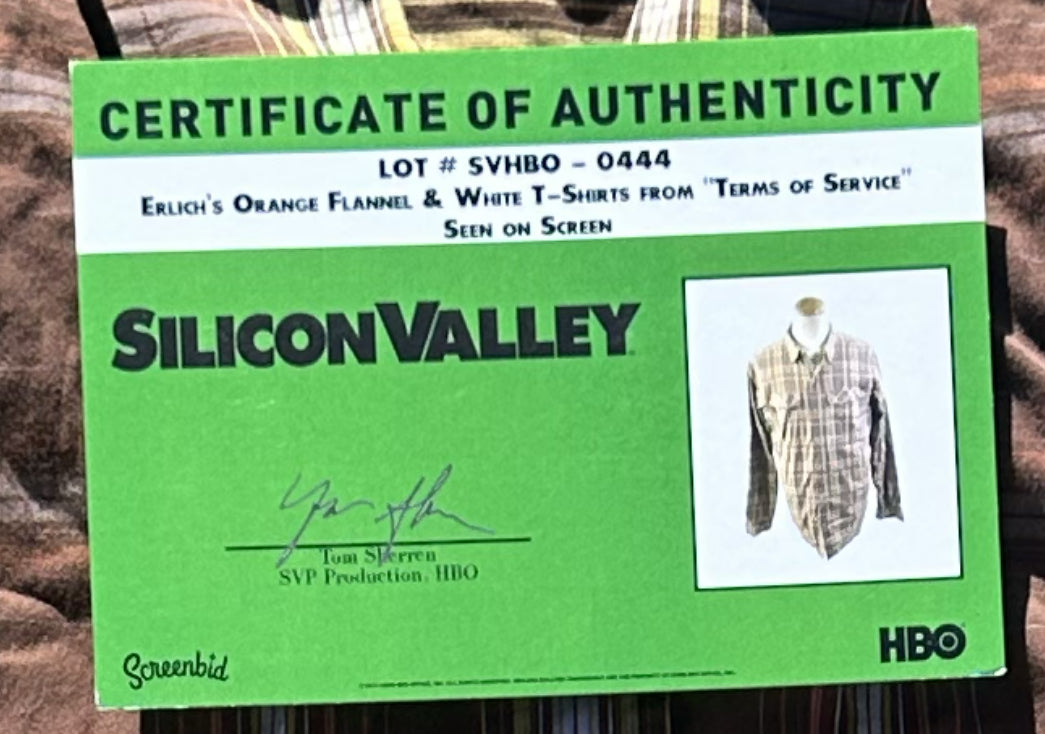 SILICON VALLEY: Erlich's Orange Flannel Shirt from "Terms of Service"