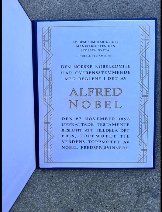 VEEP: Selina’s Alfred Nobel Peace Prize Certificate Book