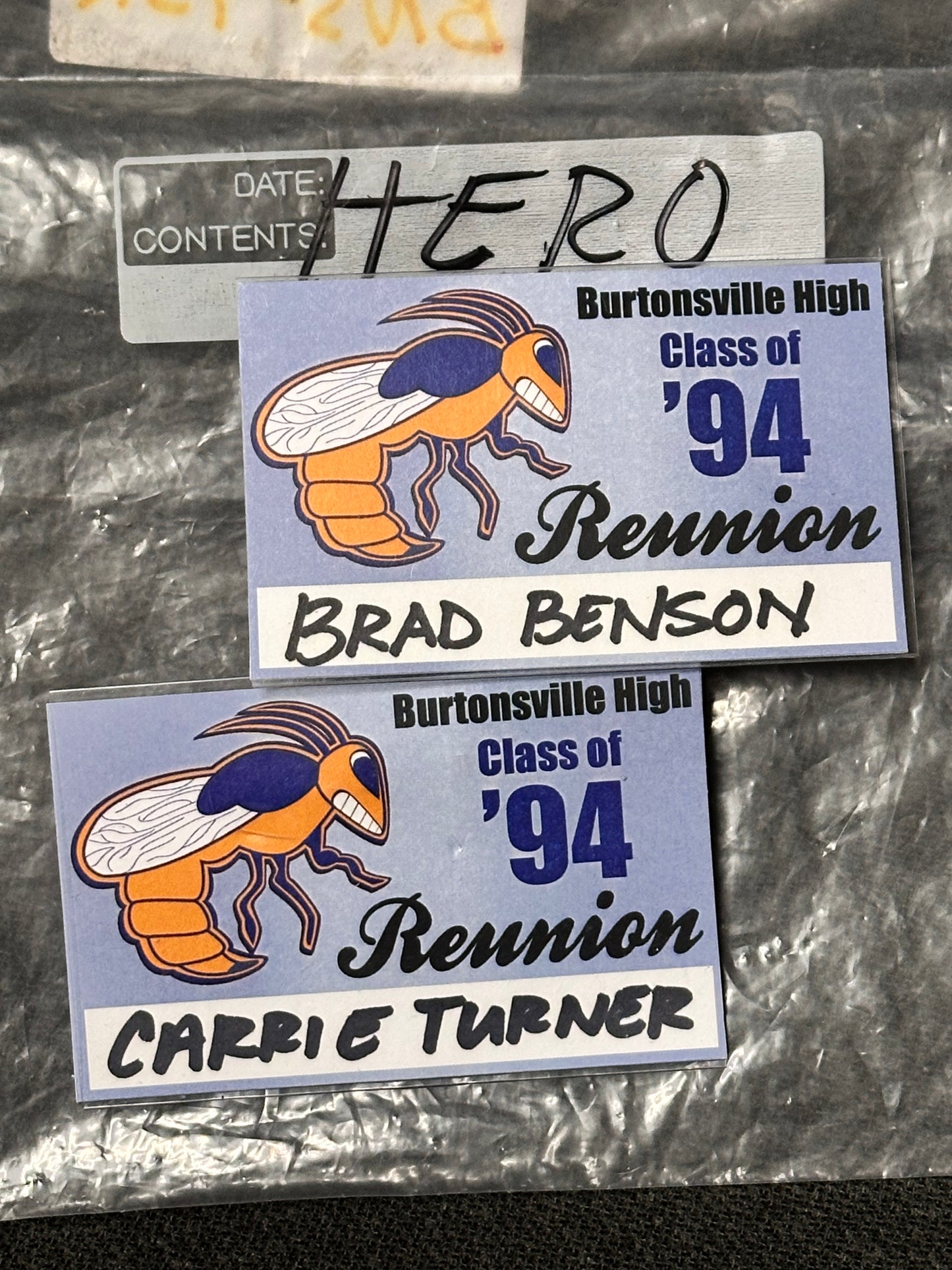BONES: Dr Brennan's HERO High-school Reunion Classmate Nametags