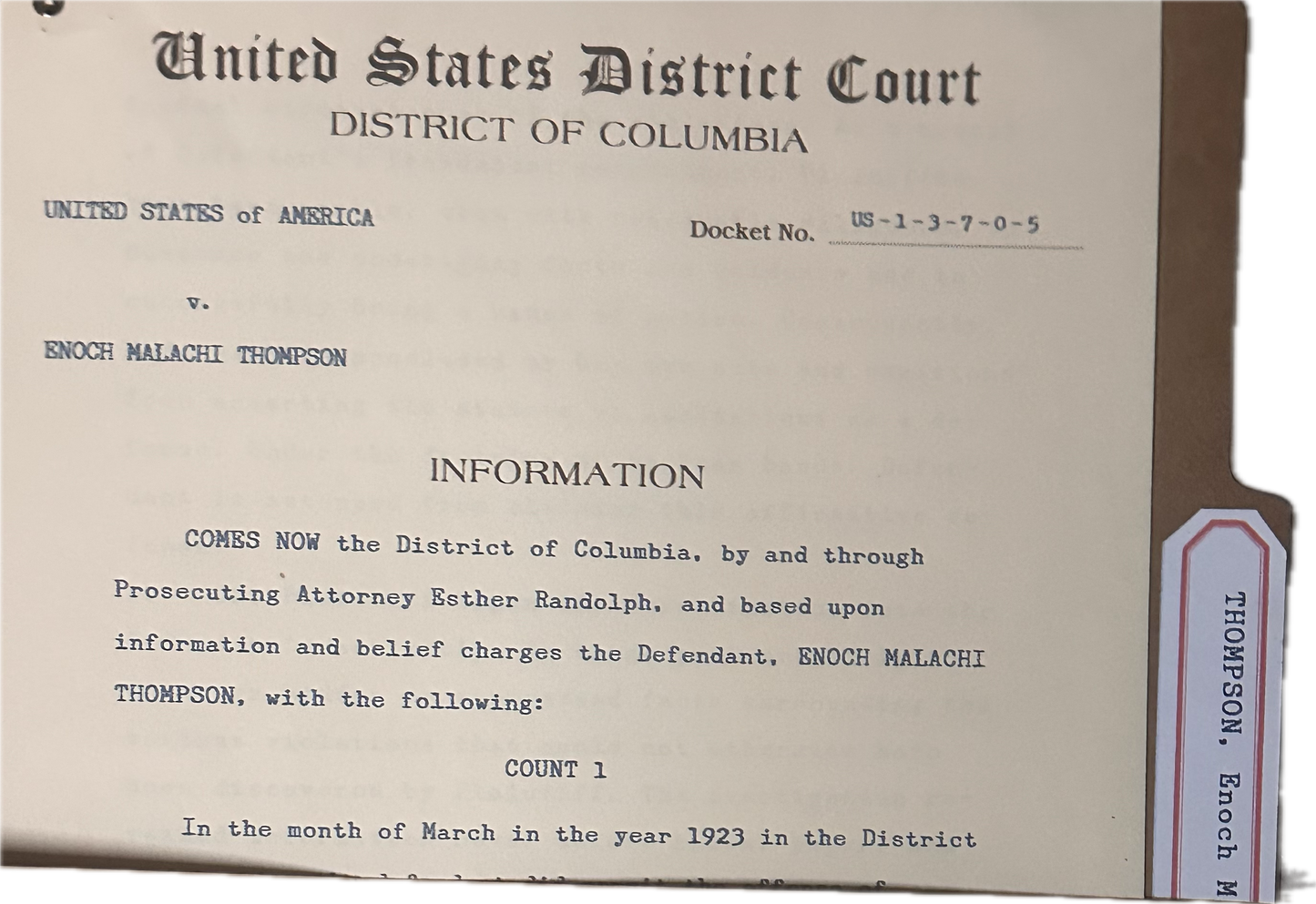 BOARDWALK EMPIRE: Enoch Thompson's Arrest Papers and Whiskey Label from Episode 508
