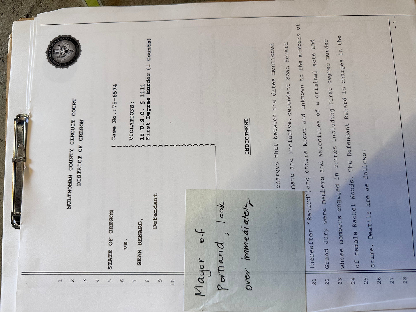 Grimm: HERO Portland Police Criminal Investigation File