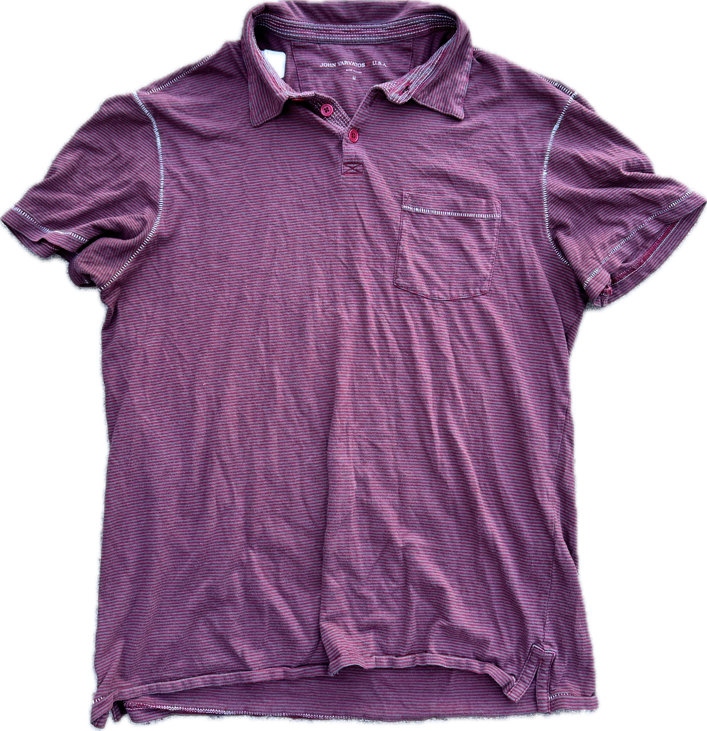 NEW GIRL: Nick's John Varvatos Maroon and Grey stripe Short sleeved Shirt
