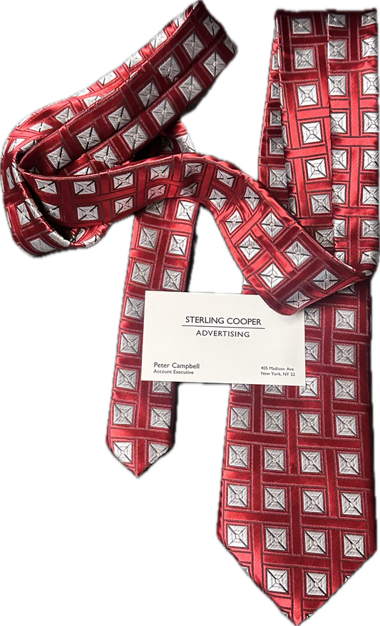 MAD MEN: Pete Campbell’s Vintage Necktie with Sterling Cooper Business Card
