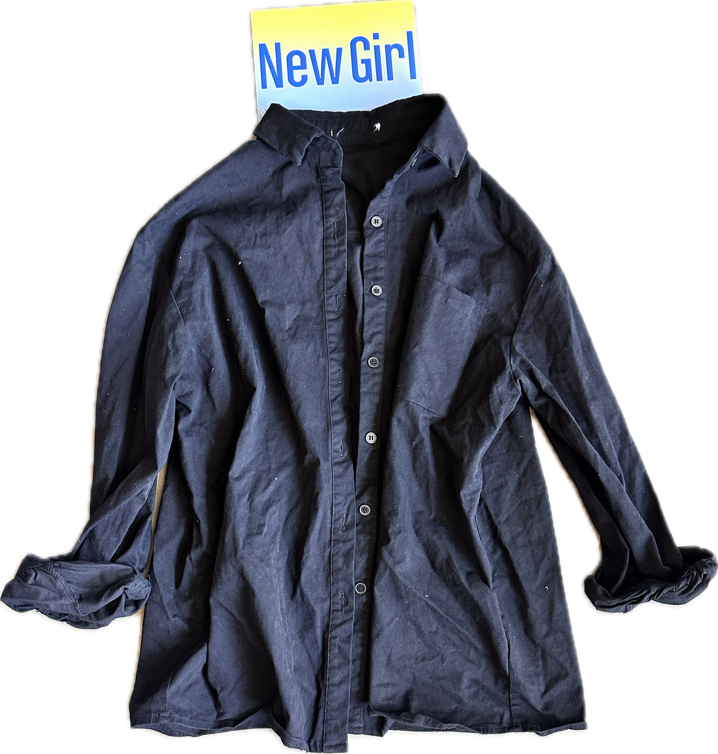 NEW GIRL: CeCe Long Sleeve Cotton Black Shirt (M)