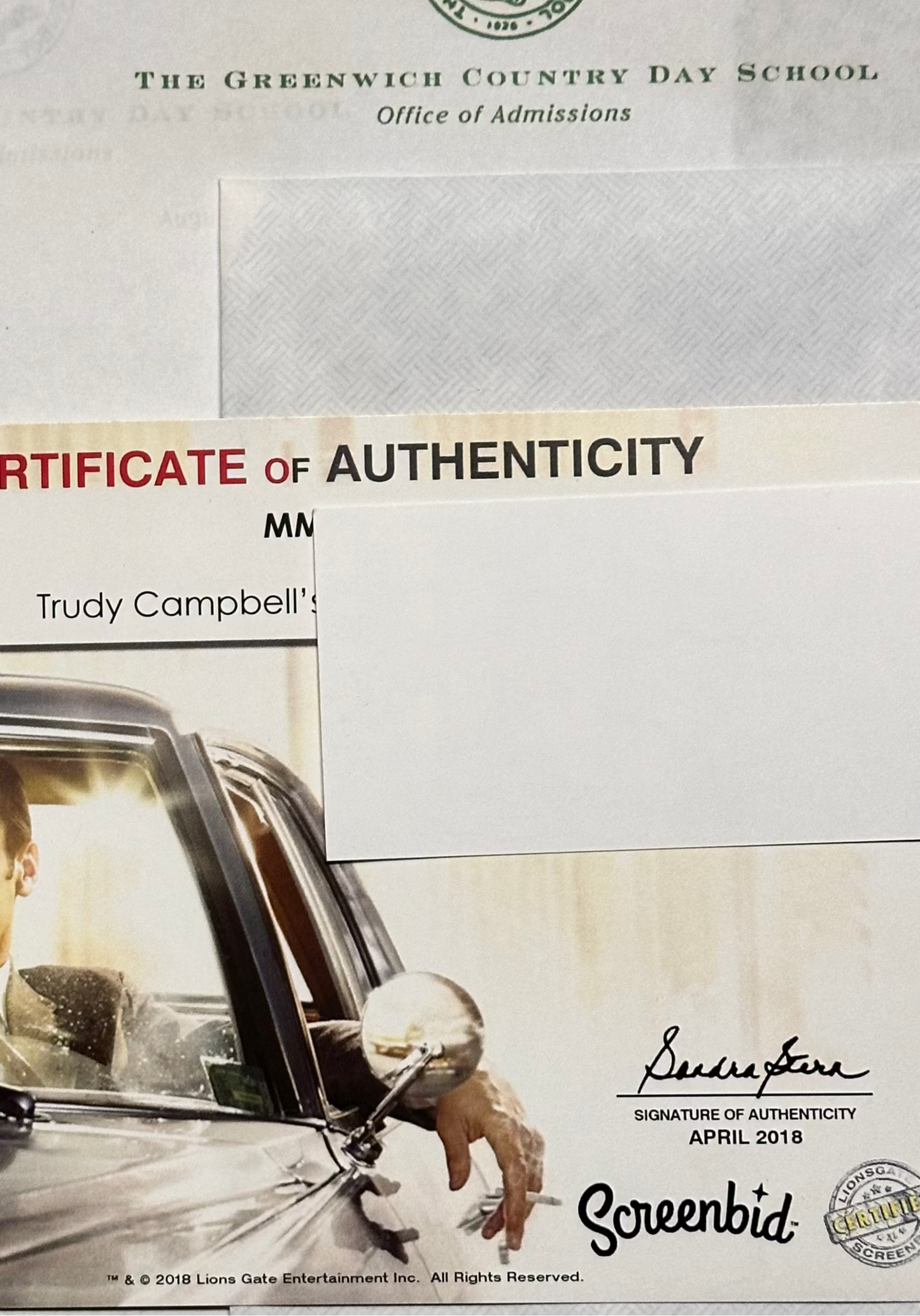 MAD MEN: Trudy Cambell's THE GREENWHICH COUNTRY DAY SCHOOL Rejection Letter for Tammy