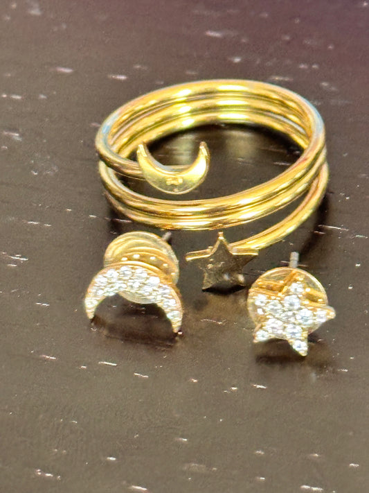 30 Rock: Liz Lemon Star and Moon Earrings and Ring