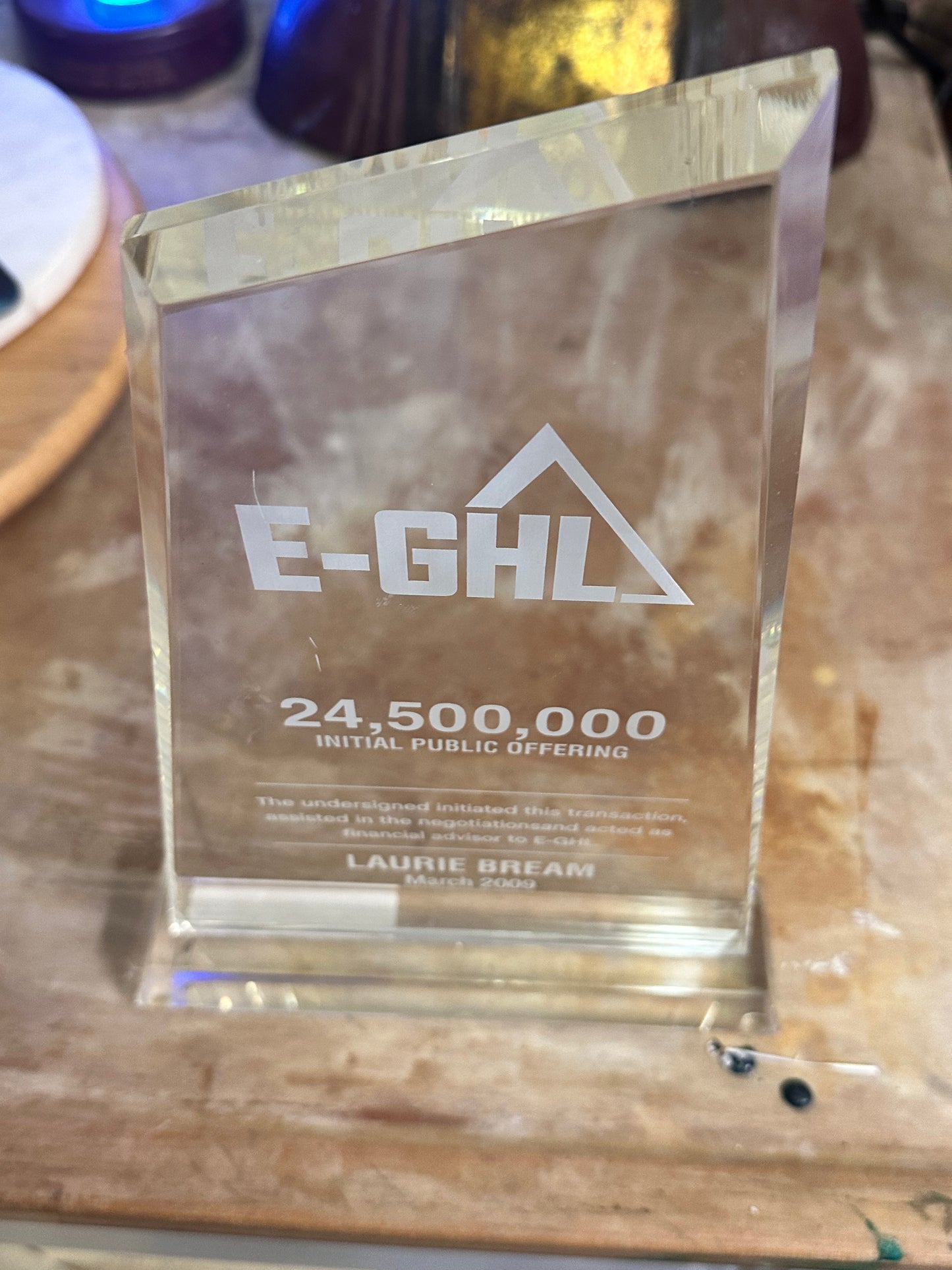 SILICON VALLEY: Laurie Bream's E-GHL IPO Award