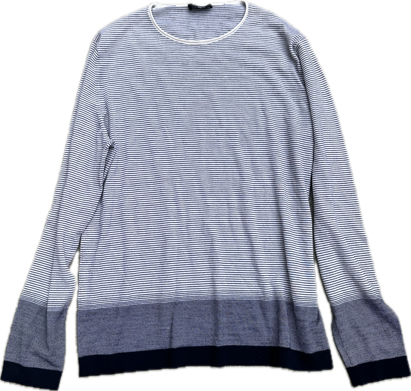 NEW GIRL: Nick Miller's THEORY stripe Pull over Long Sleeve Shirt (M)