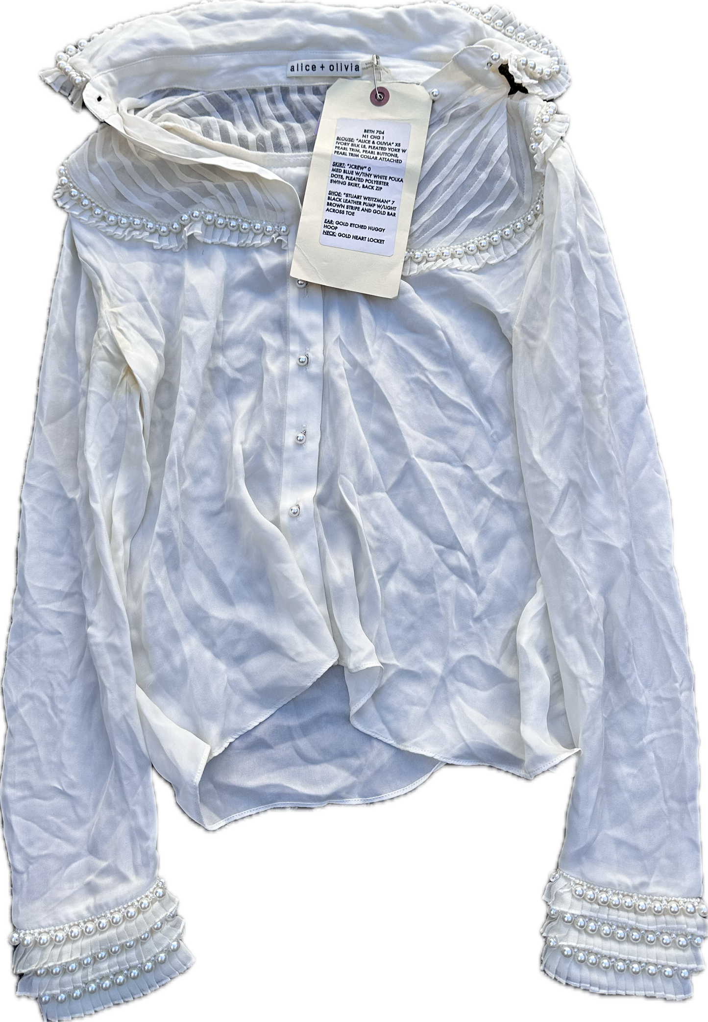 VEEP: Beth's Alice & Olivia White Blouse and show tag from EP. 704