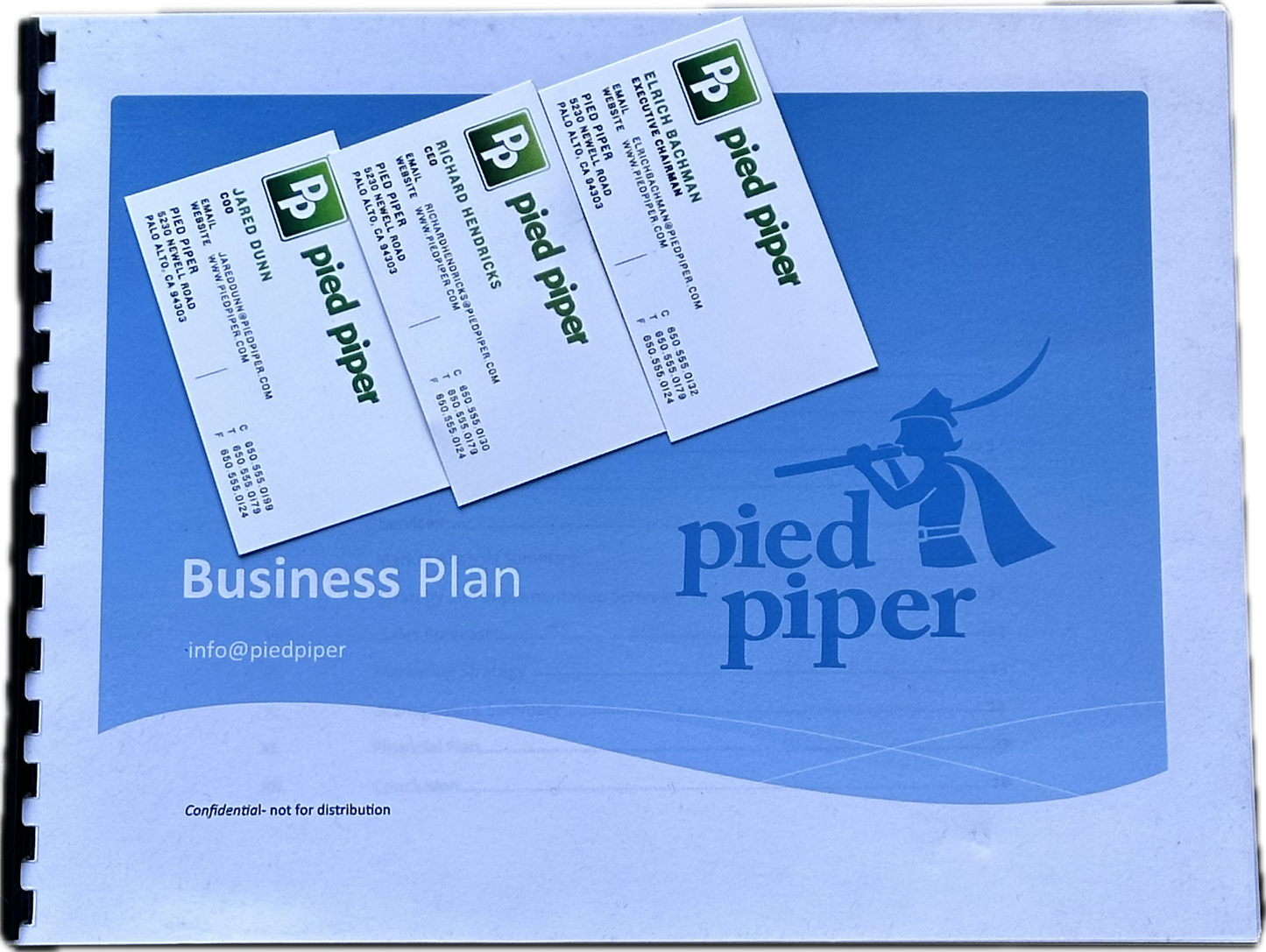 Silicon Valley: Jared Dunn's' Pied Piper Business Plan and Team Cards