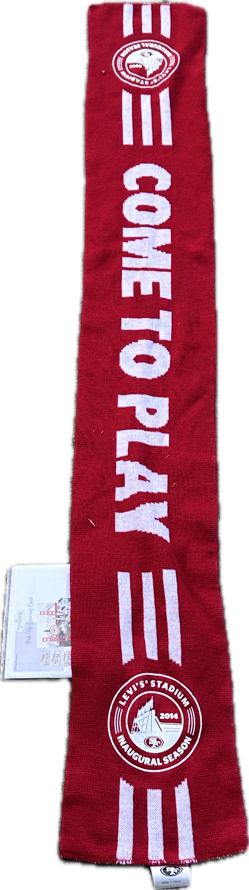 SILICON VALLEY: Ed Chen's SF 49er’s Scarf and Pop-up Card from his office