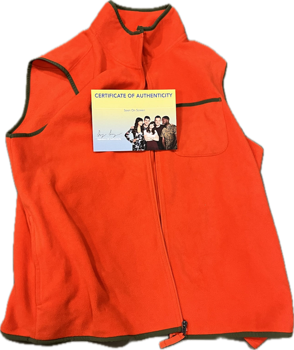 NEW GIRL: Schmidt's Bright Orange Sleeveless Fleece Zip (L)