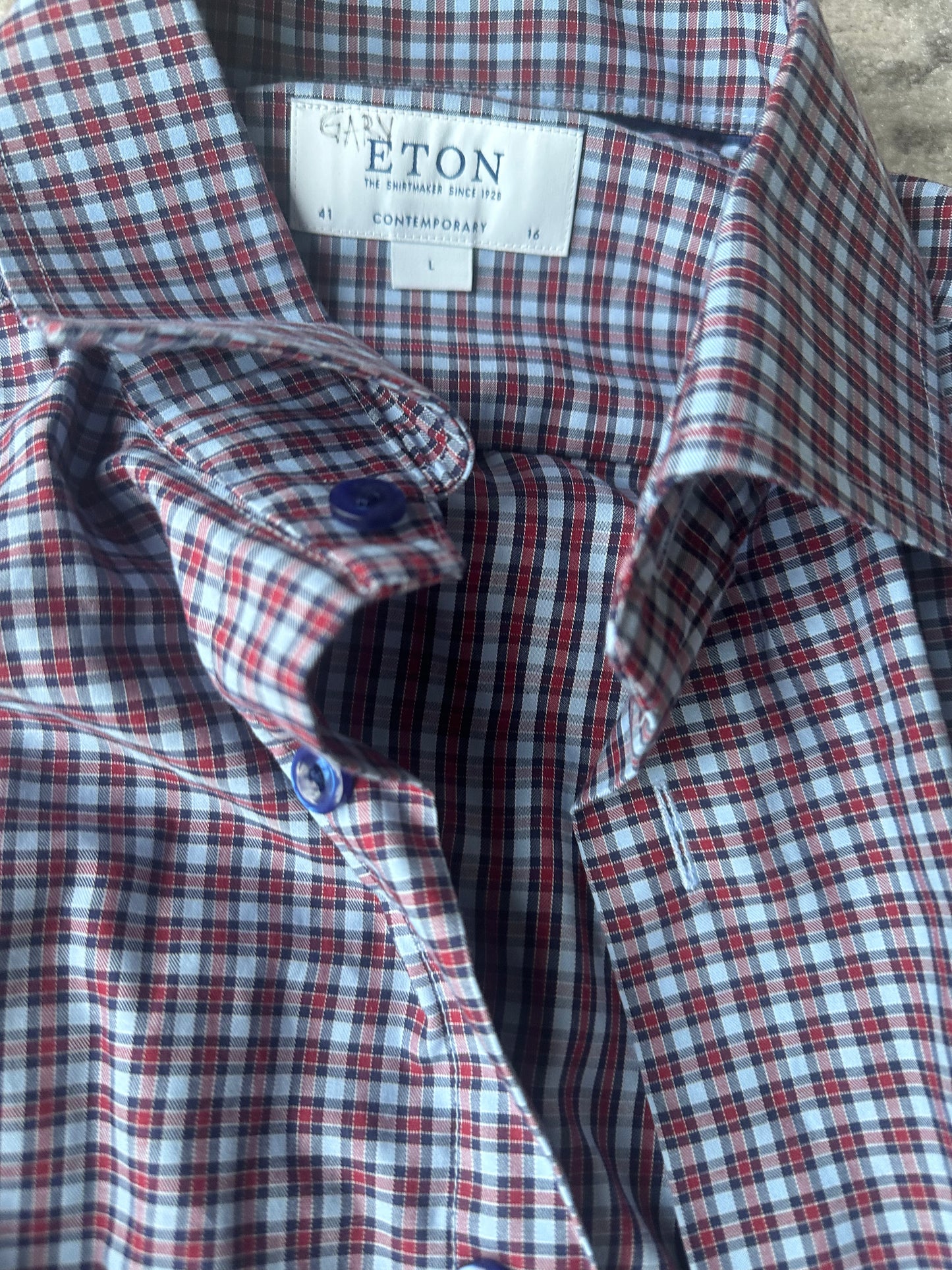 VEEP: Gary’s ETON Red and Blue Plaid Shirt (L)