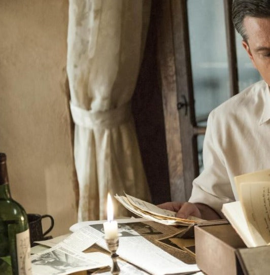 MONUMENTS MEN: Granger HERO Brown Speckled Metal Cup from Apartment in Sc. 174