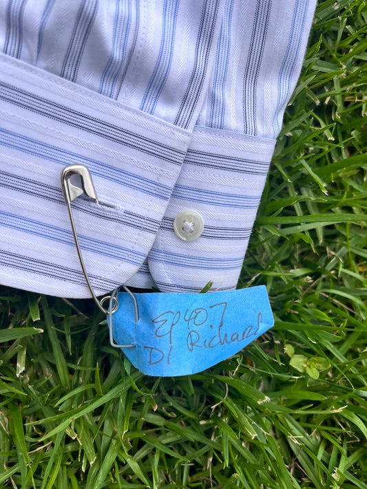 VEEP:  Richard's Episode 407 Nordstrom Blue and White Stripe Button Down (17)