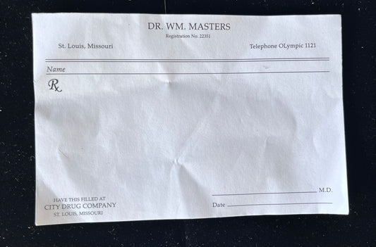 MASTERS OF SEX: William Masters' Prescription Paper