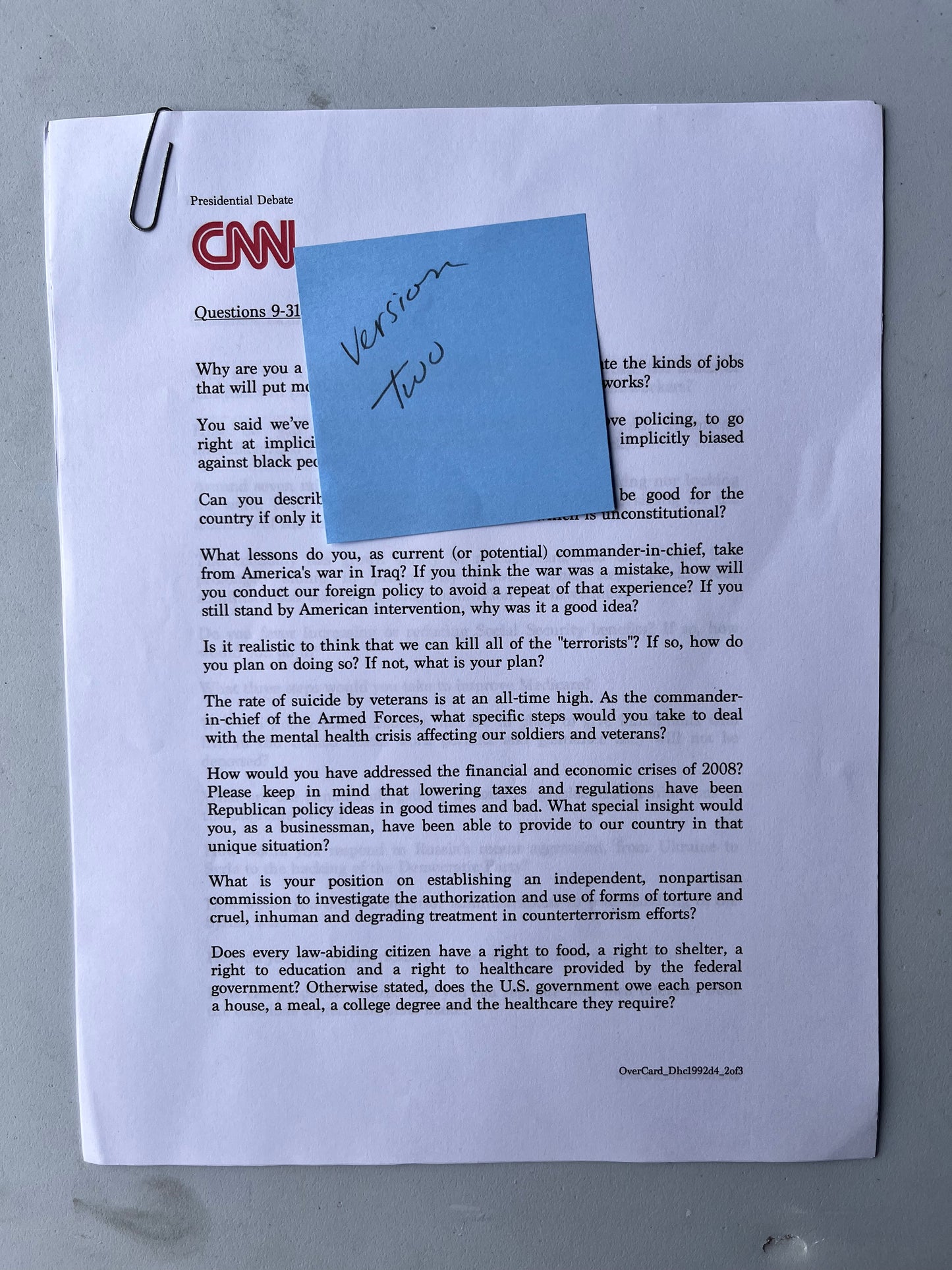 VEEP: Brie's CNN Debate Script Options