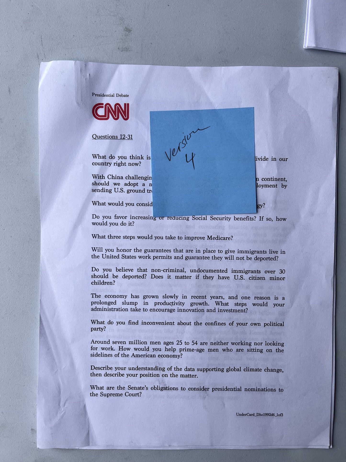 VEEP: Brie's CNN Debate Script Options