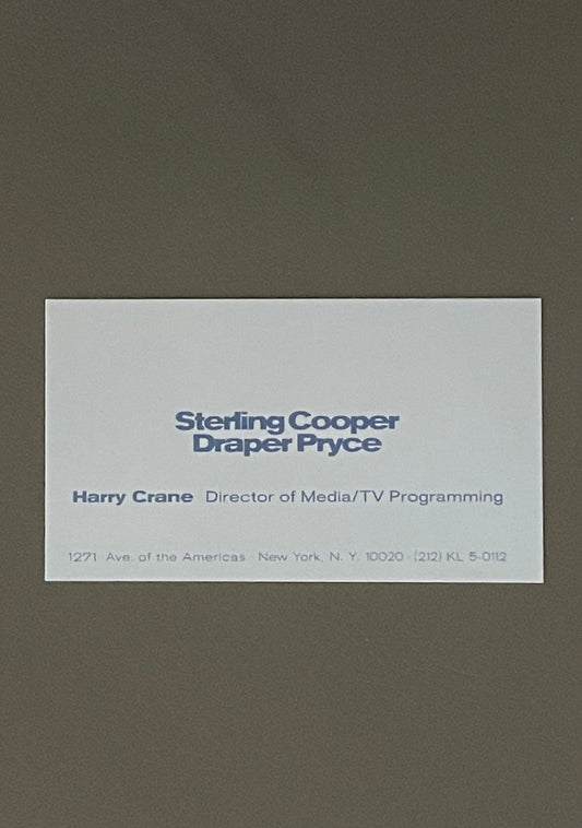 Mad Men: Harry Crane's Sterling Cooper Draper Pryce Business Card