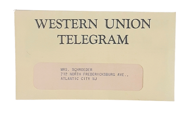 Boardwalk Empire: Nucky Thompson's HERO Western Union Telegram from James Darmody in Episode 501