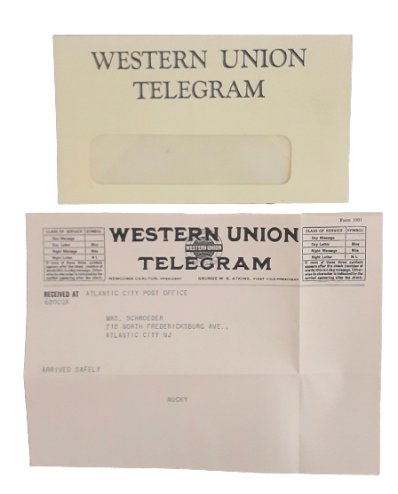 Boardwalk Empire: Nucky Thompson's HERO Western Union Telegram from James Darmody in Episode 501