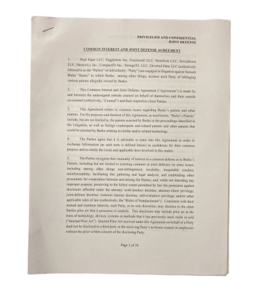 SILICON VALLEY: Gigglybots Inc Common Interest and Joint Defense Agreement