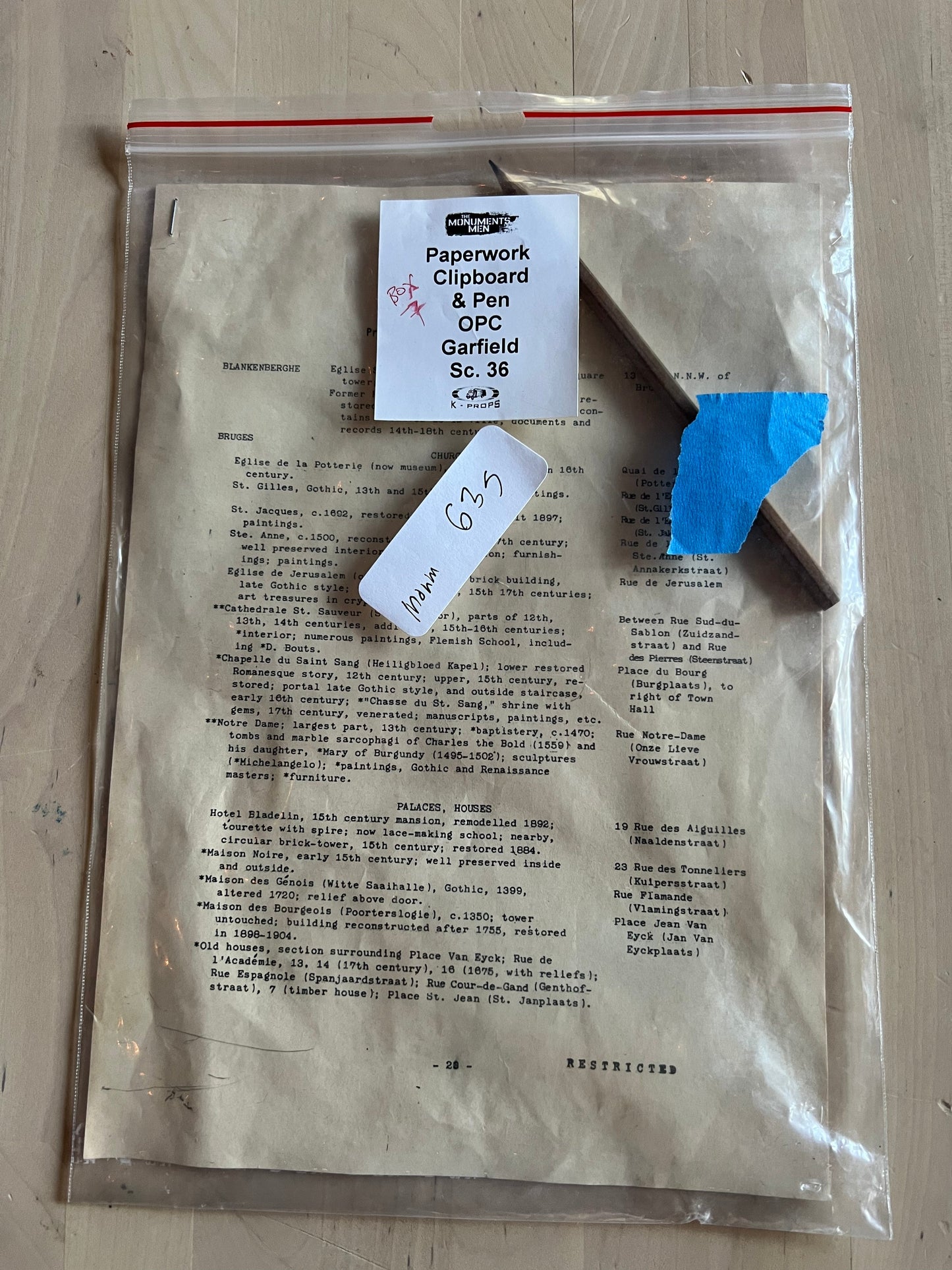 MONUMENTS MEN: Garfield's Clipboard & Pen from Sc. 36