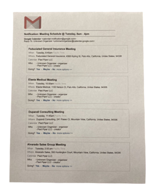 SILICON VALLEY: Richard's Google Calendar Agenda