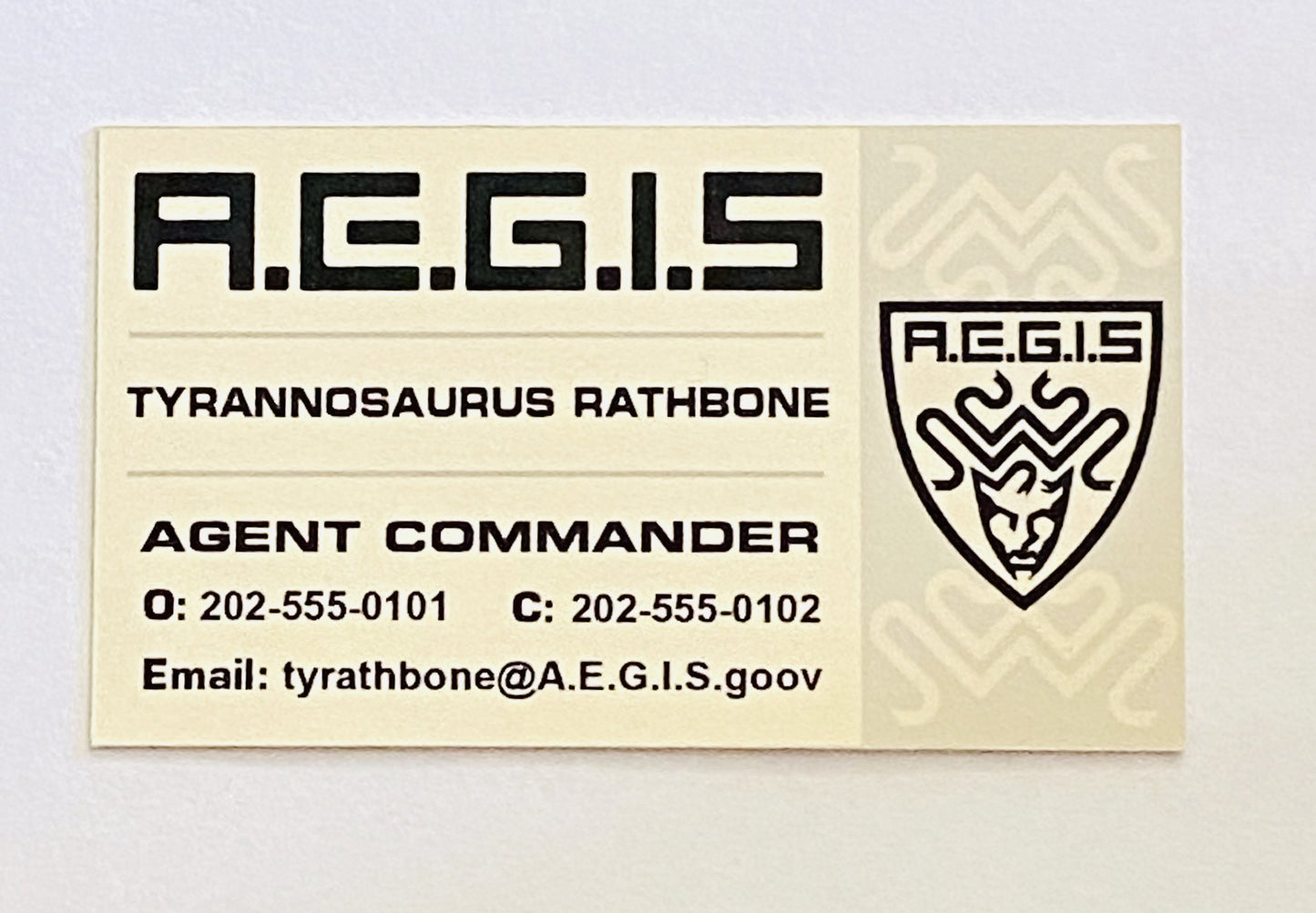 THE TICK: Tyrannnosaurus Rathbone’s Business Card
