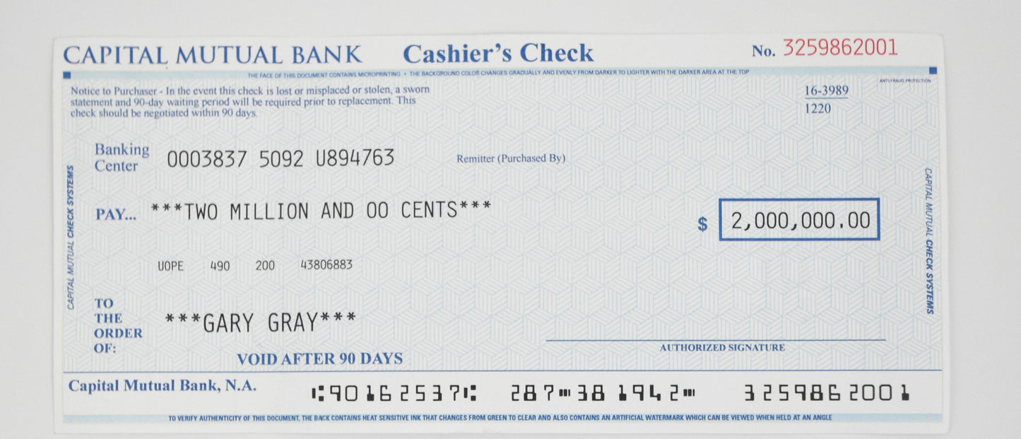 Bones: Two Million Dollar Check