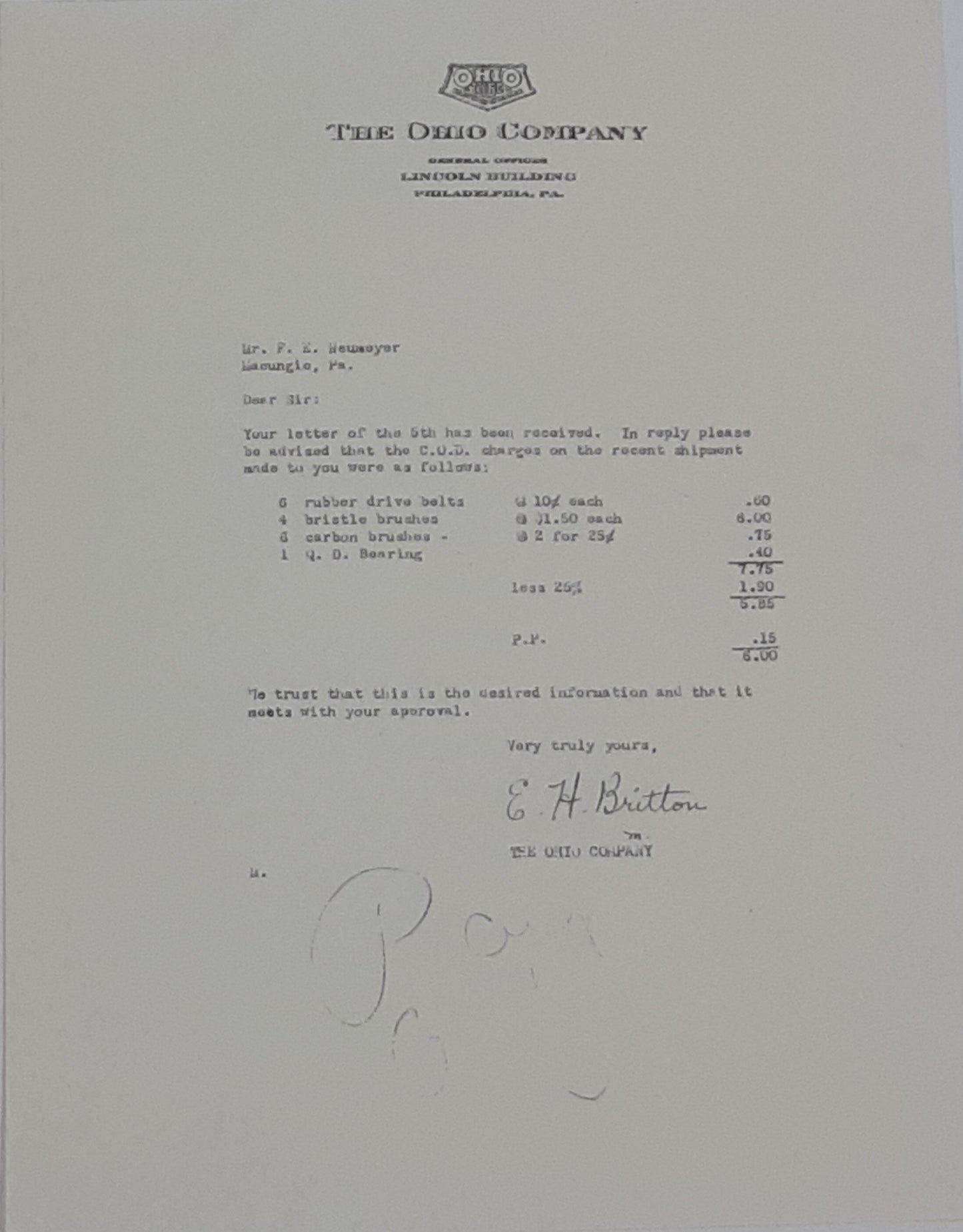 Boardwalk Empire: Agent Knox The Ohio Company Invoice To Mr. Neumeyer Evidence from Episode 405