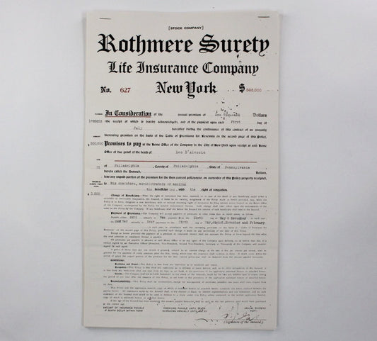 Boardwalk Empire's Rothmere Surety Life Insurance Policy For Leo D'Alessio (6)