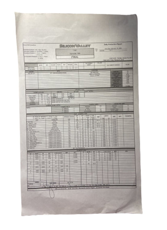 SILICON VALLEY: Episode 506 Daily Production Report