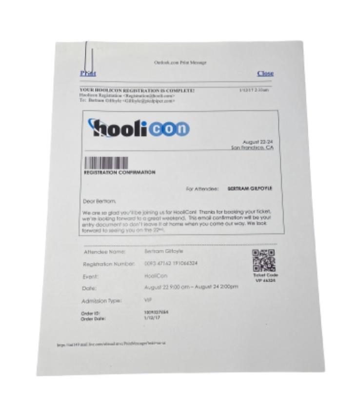 SILICON VALLEY: HooliCon Registration Confirmation