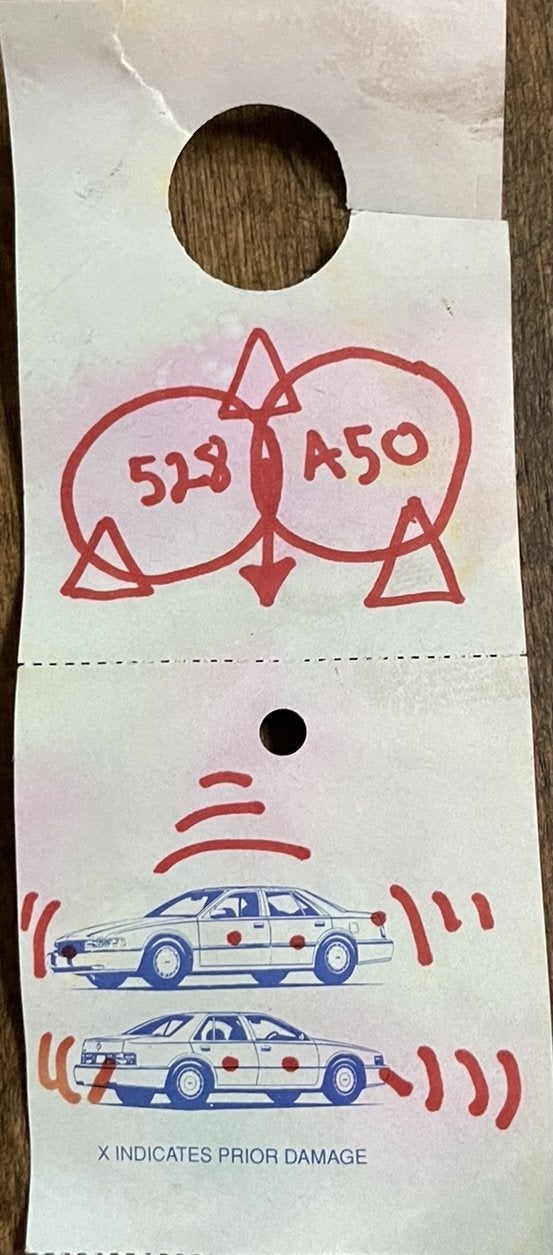 12 Monkeys: Dr. Railly's Car Valet Ticket with writing on the back