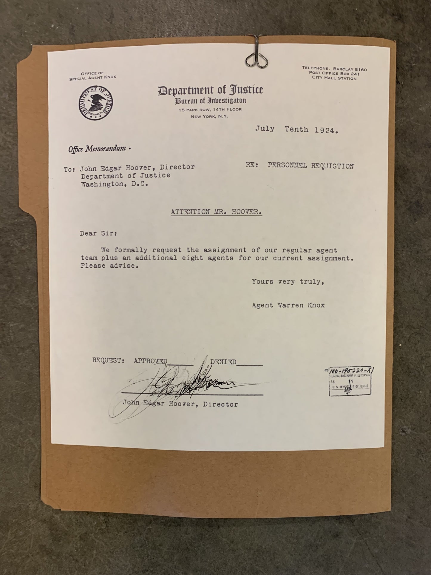 Boardwalk Empire: J. Edgar Hoover Files from Agent Warren Knox from Episode 404