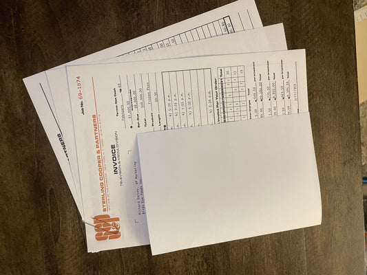 Mad Men: Harry's SC&P Birds Eye Food Invoice to Richard Garvey