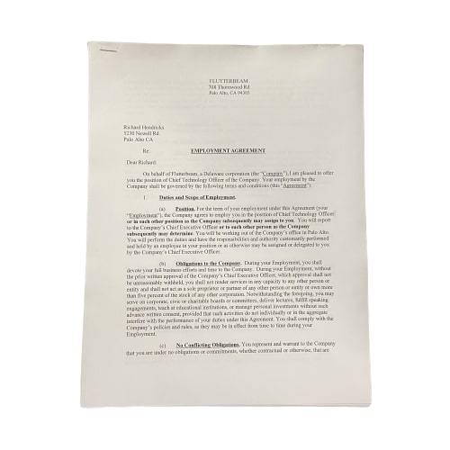 SILICON VALLEY: Flutterbeam Employment Agreement from Scene 122