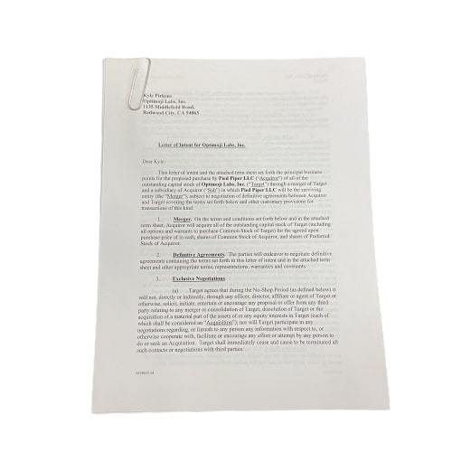 SILICON VALLEY: Kyle Picken's Letter of Intent for Optimoji Labs Inc.