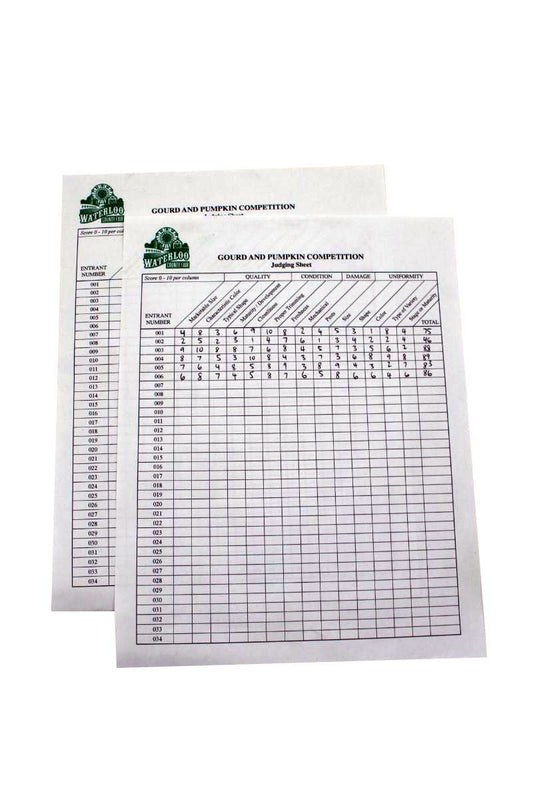 VEEP: Selina's& Tom's Pumpkin Competition Judging Sheets